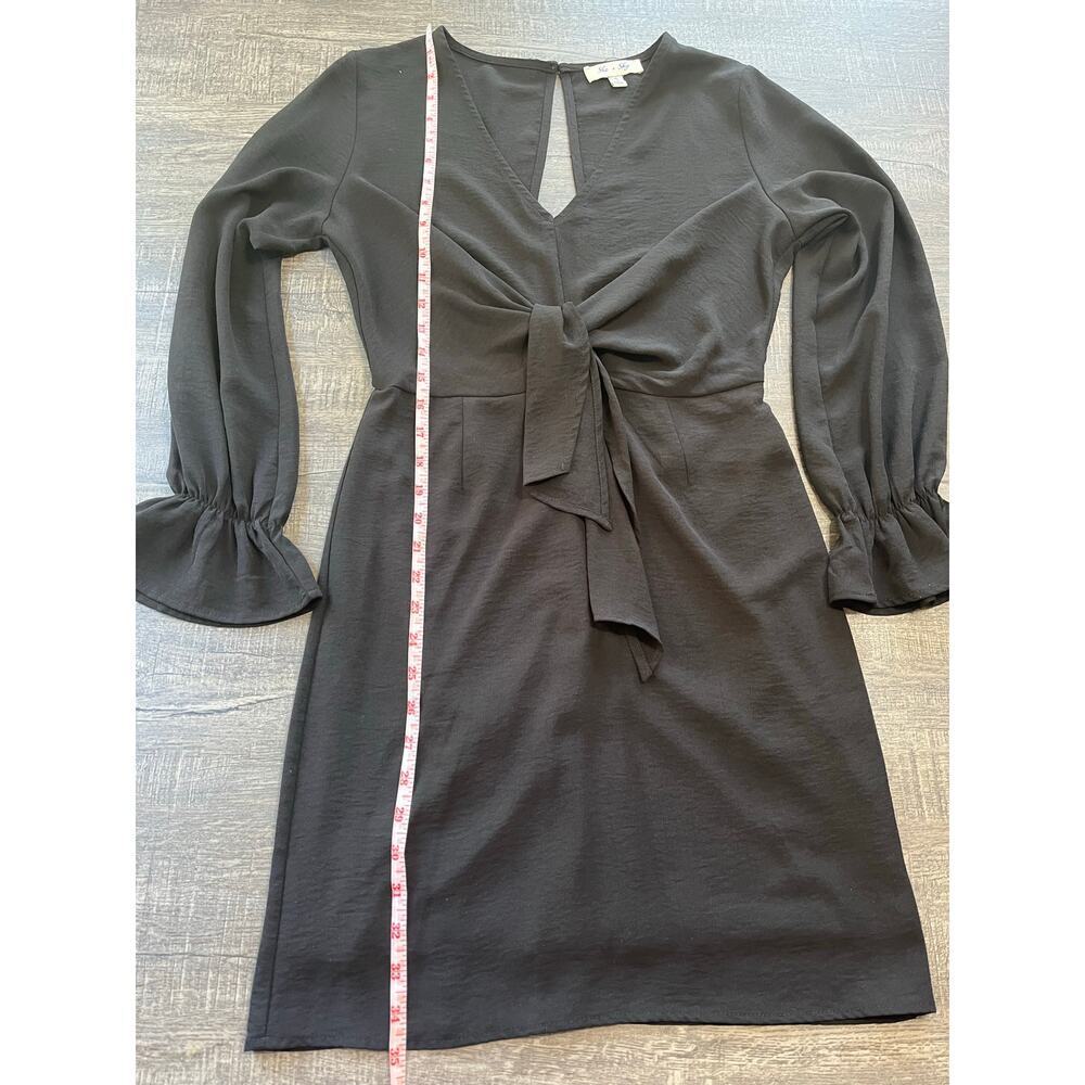 She + Sky Knot Long Sleeve Midi Dress - Black Size S - Picture 6 of 8